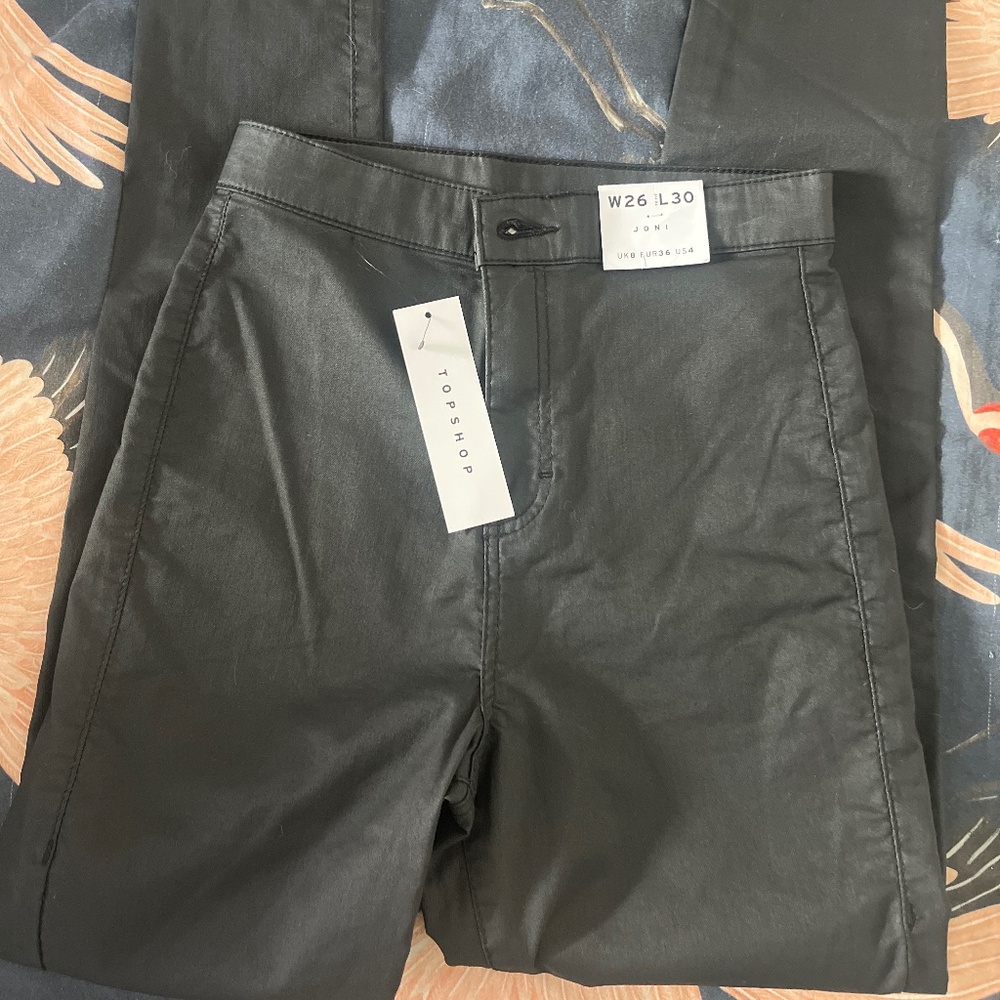 BNWT TOPSHOP JONI leather look coated skinny jeans W26 L30